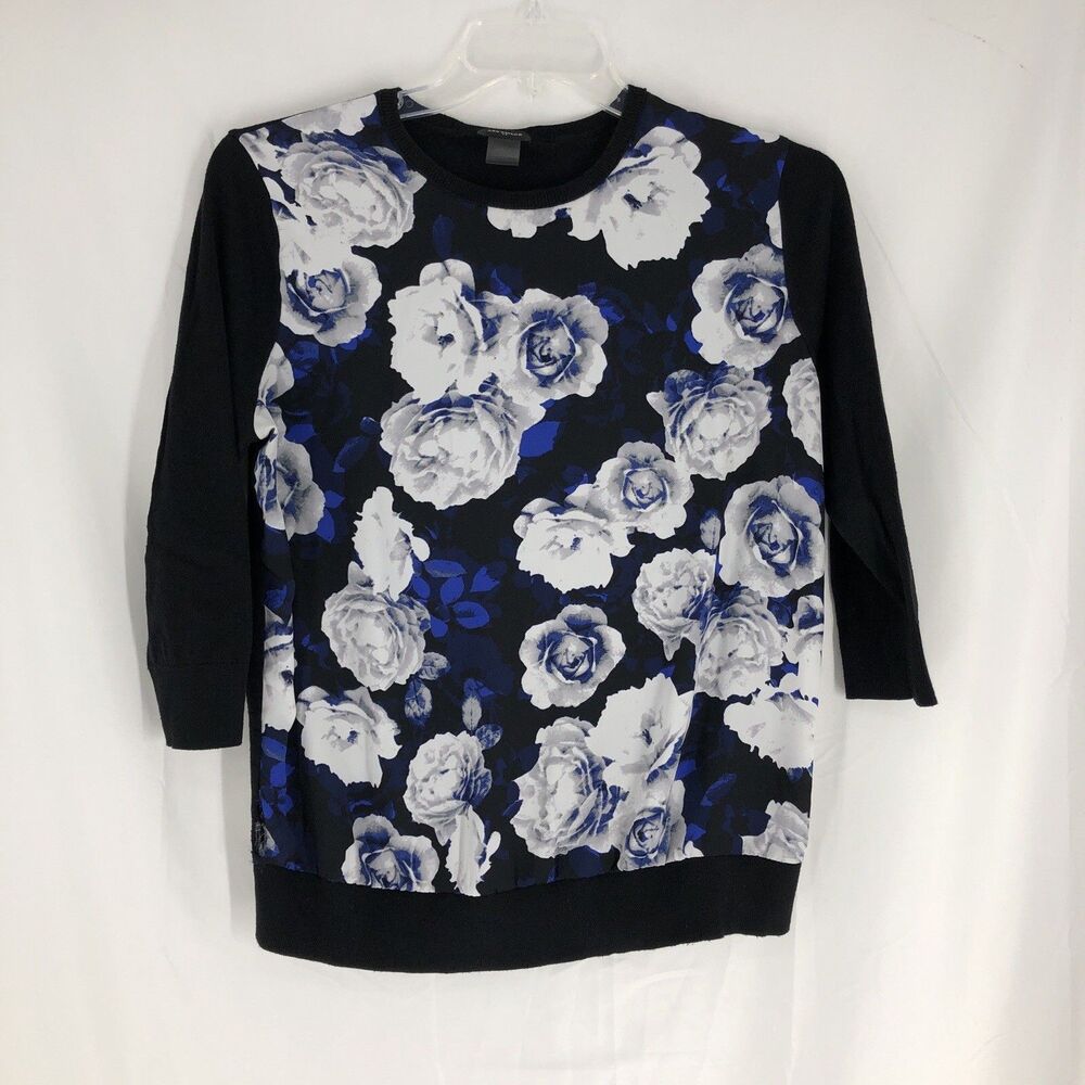 Ann Taylor Knit Sweater Women Large 3/4 Sleeve Crew Neck Chic Pullover